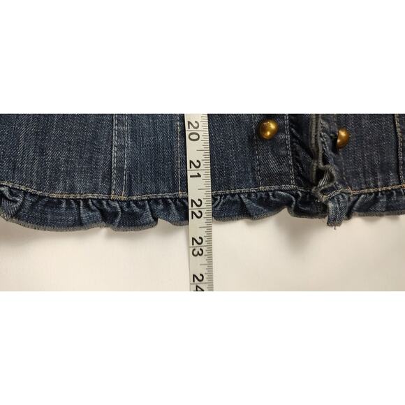 Womens Denim Vest Jean Vest Ruffled Collar Button Front Rustic Boho Size M - Picture 7 of 10